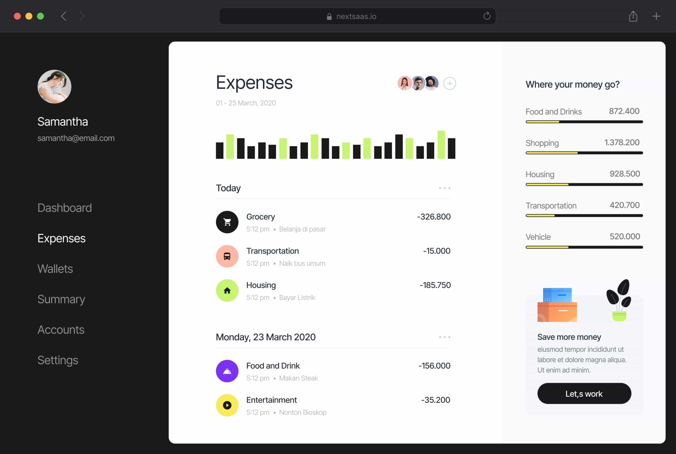 Audit dashboard interface