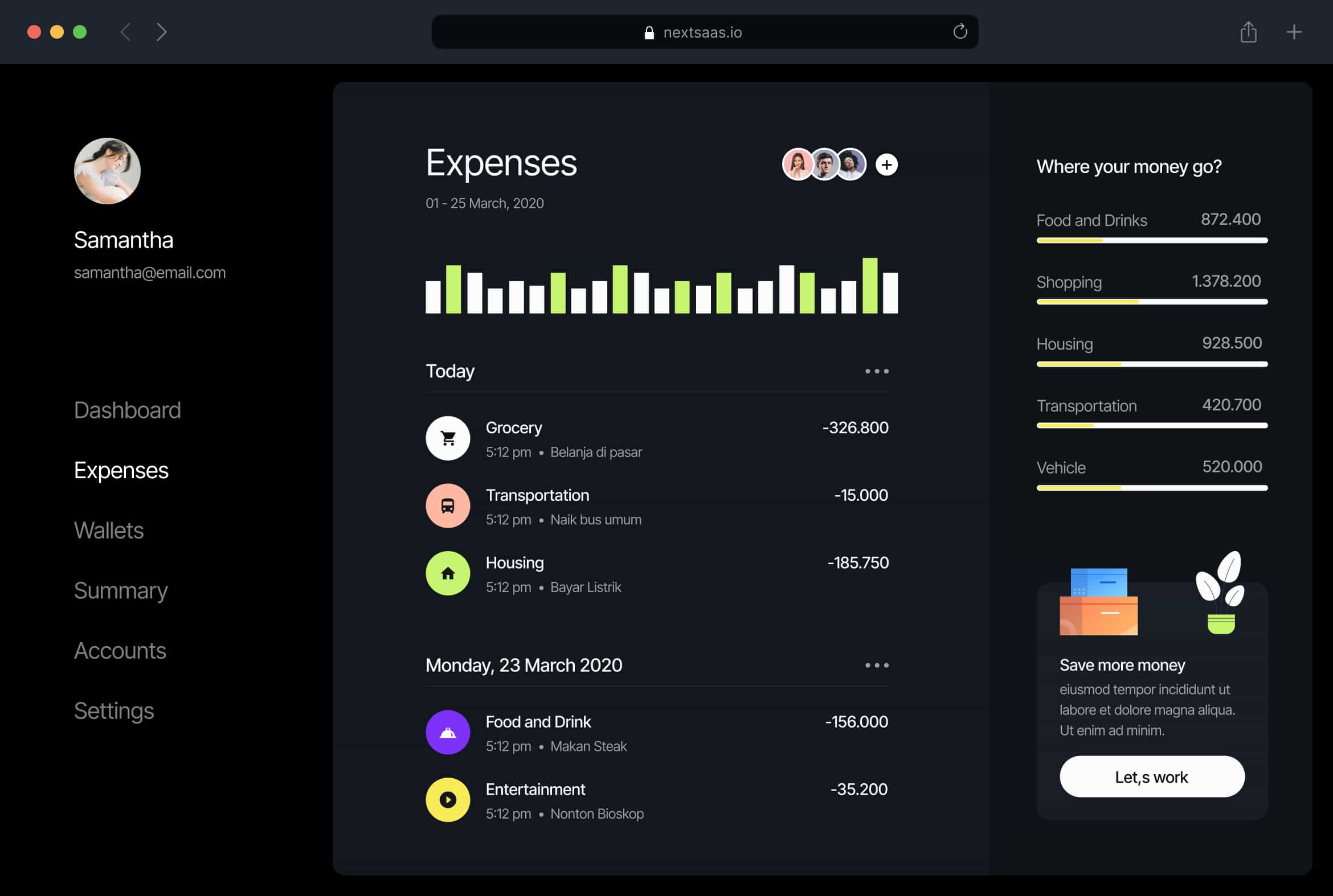 Audit dashboard interface