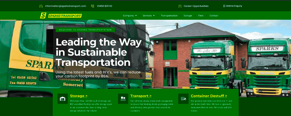 Sparks Transport website